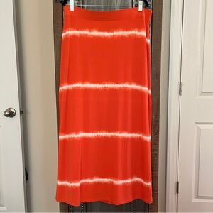 Chico's Vibrant Orange and White Maxi Skirt